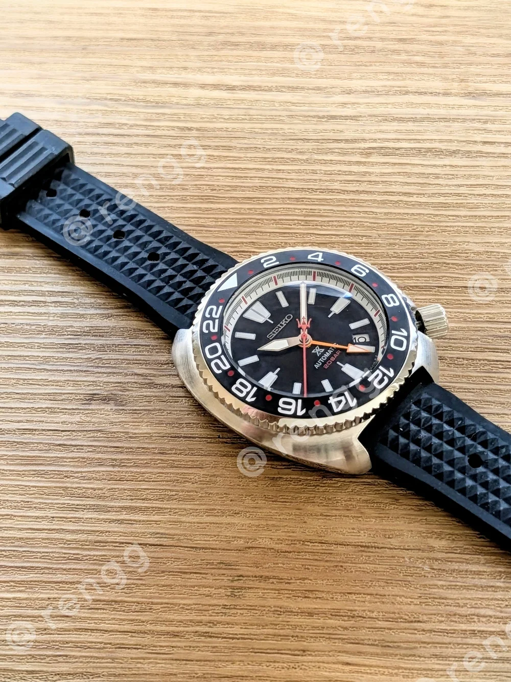 45mm Seiko Men's Black Automatic GMT Willard Diver Mod Watch 24jewels